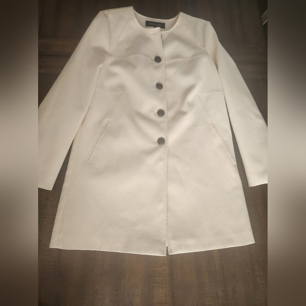 NWT Wilsons Leather Cream‎ Cloth Trenchcoat Sz Med - Picture 6 of 14